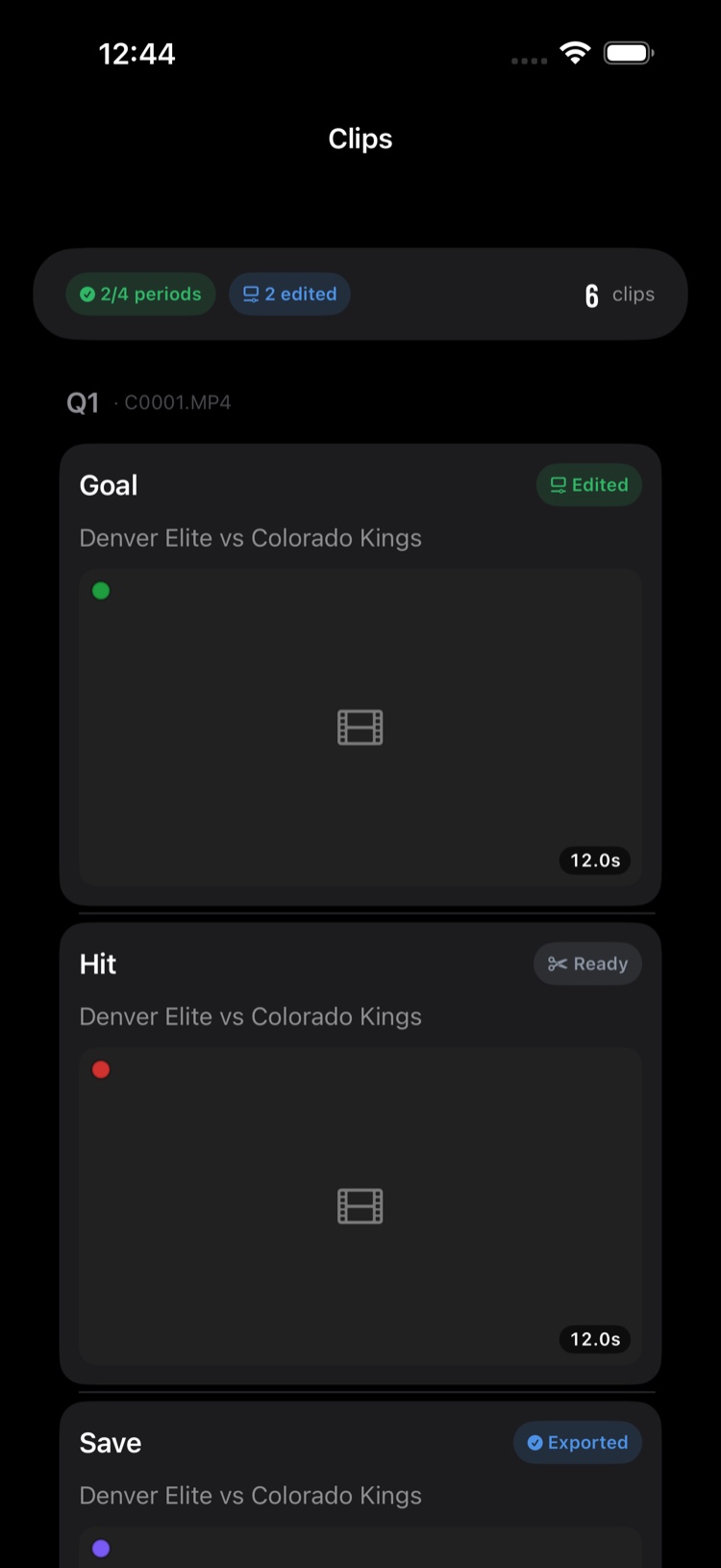 Make Clips after matching a card, showing each period's clips
