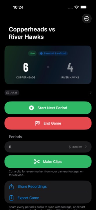 Live baseball scoreboard that family can follow from any browser